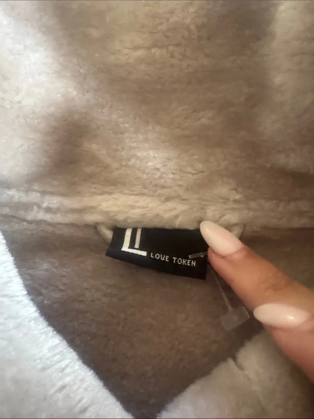 Love Token Light Gray Faux Shearling Bomber Jacket